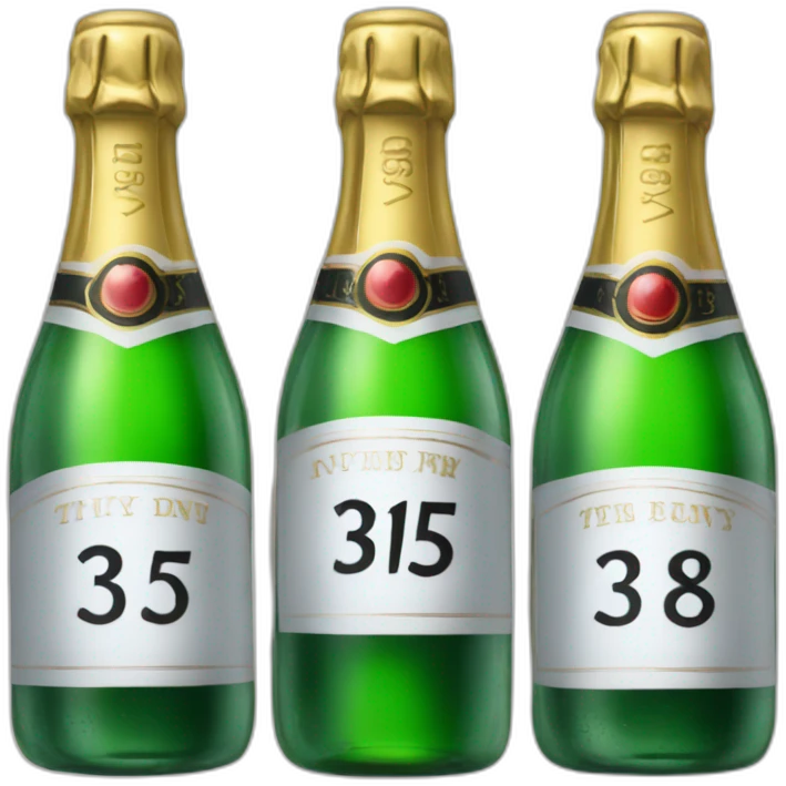 the number 375 with champagne bottles on either side emoji