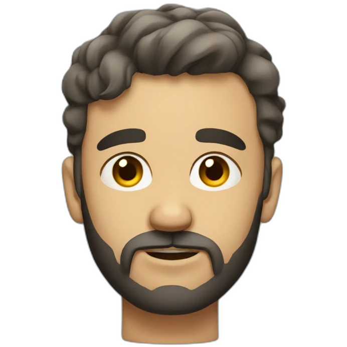 Man squinting his eyes with black beard and short wavy hair emoji
