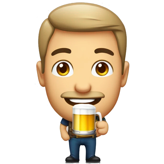 homem COM BRAÇO LEVANTADO SEGURANDO UMA CANECA de cerveja  emoji