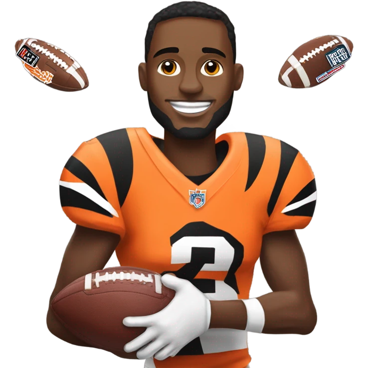 Bengals wide receiver Jamar chase holding a football emoji