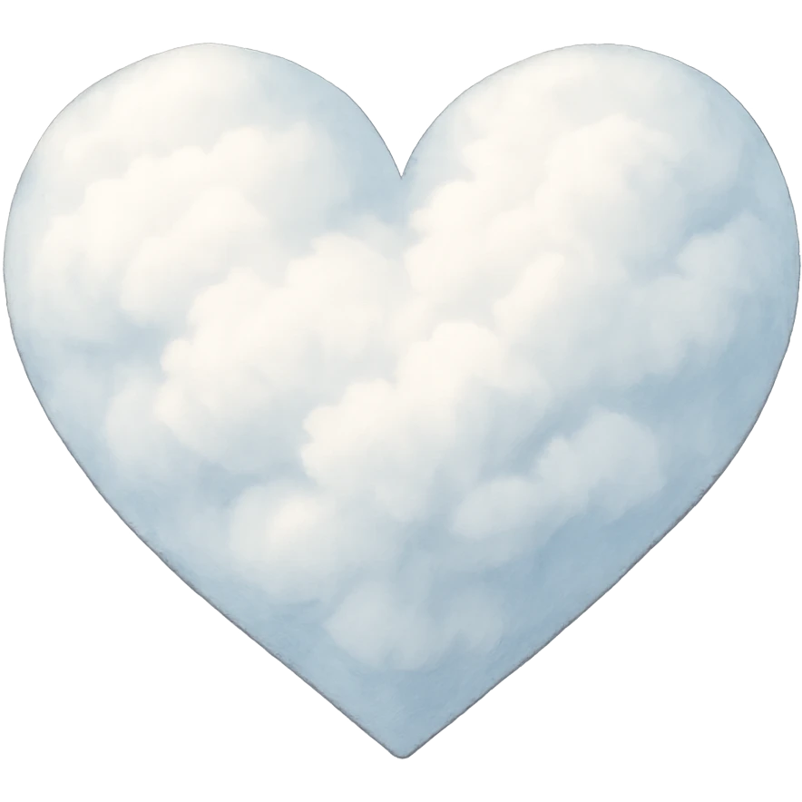 digital illustration of a heart with a soft cloud fill, no background emoji
