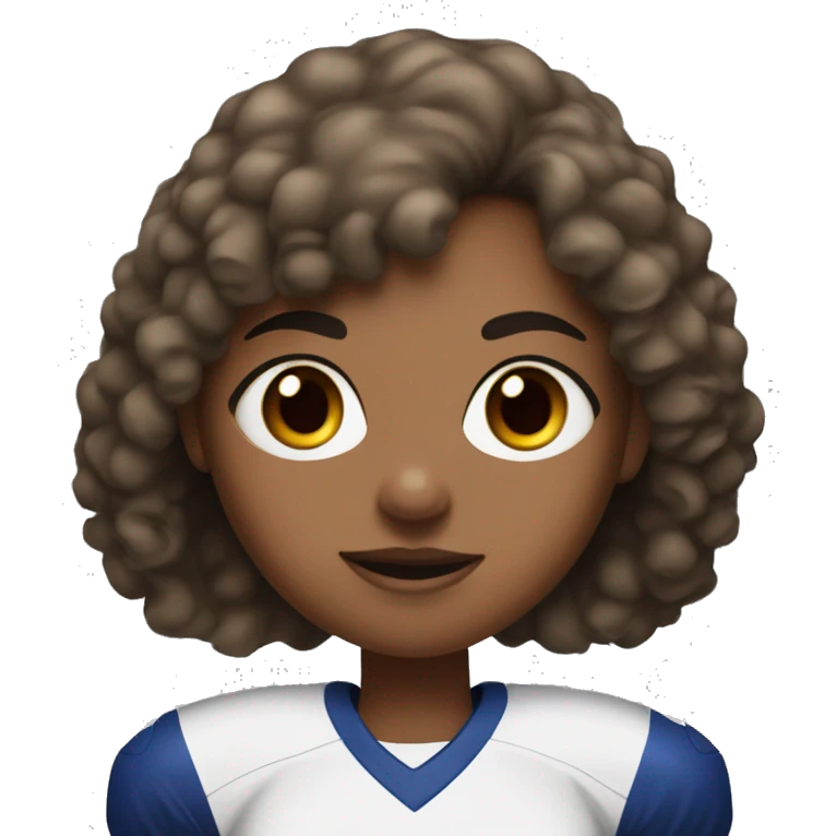 girl as a me, with Fringe brown-haired, hazel eyes, and wearing football jersey emoji
