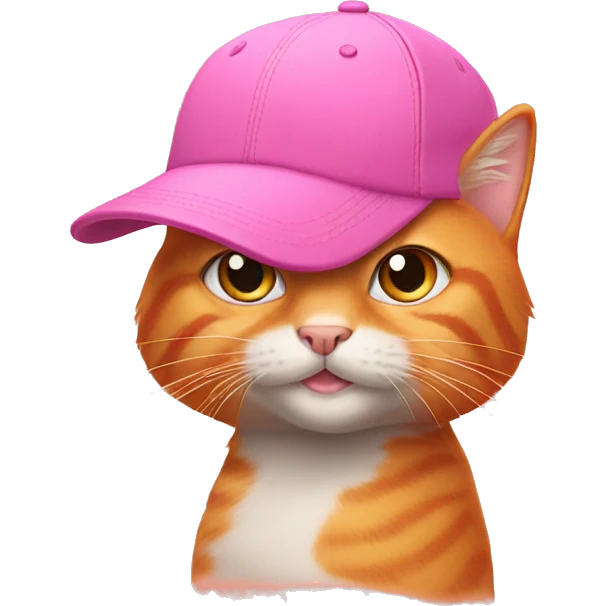 Orange cat wearing pink baseball cap  emoji