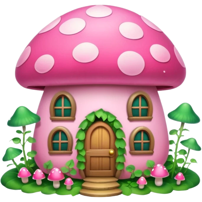 Pink girly mushroom house covered in vines emoji
