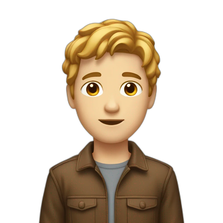Garçon blanc et cheveux marron et court emoji