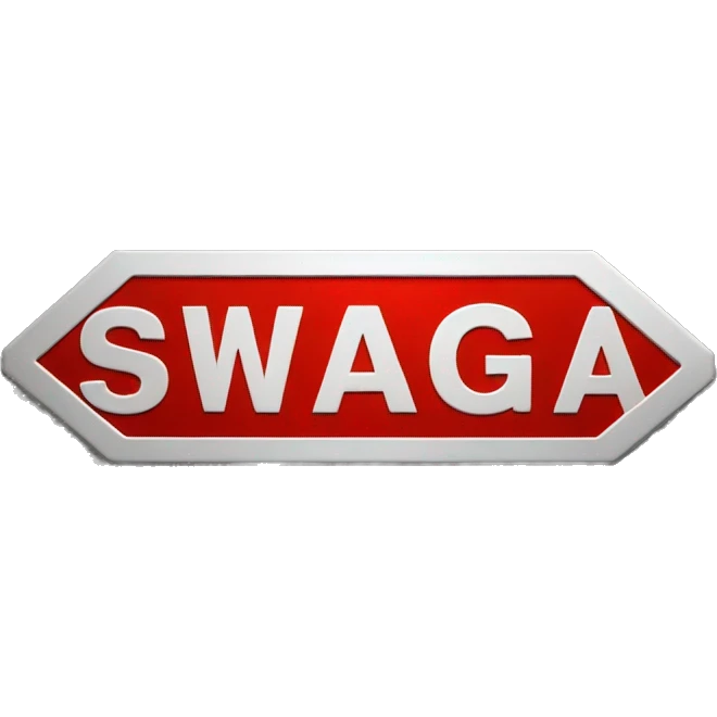 a red metallic street sign warning about "SWAG" emoji
