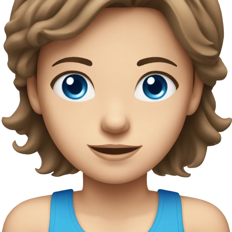 Girl on treadmill brown hair and bright blue eyes  emoji