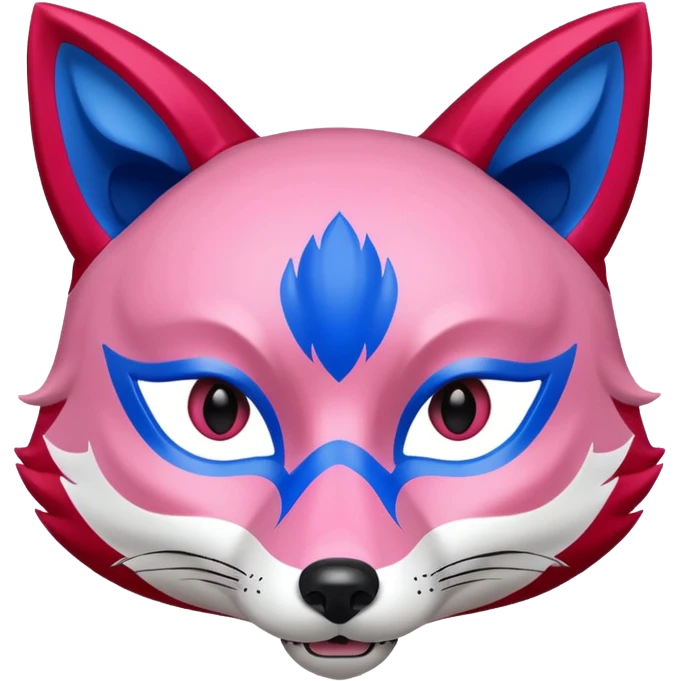 Red, blue and pink fox mask emoji