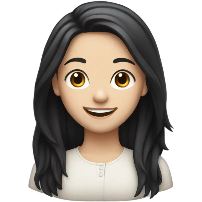 Pale girl with mid-layored black hair happy emoji