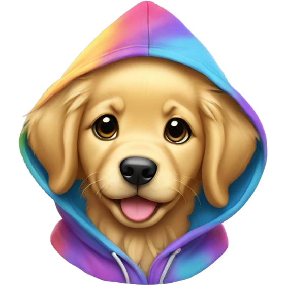 Happy Golden retriever puppy wearing hoodie  emoji