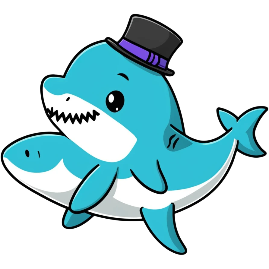 Shark with a top hat emoji