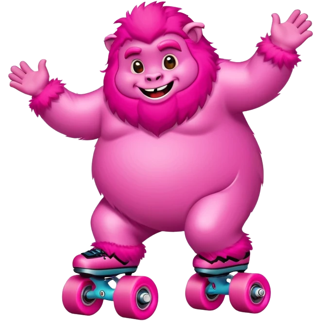 fat rainbow pink red yeti roller skating  emoji