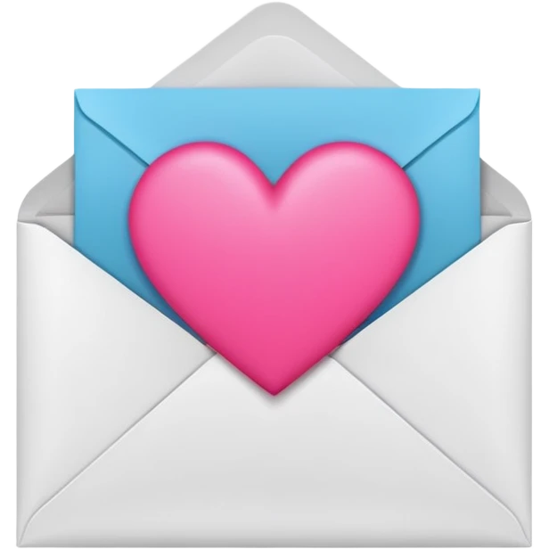 a white envelope featuring a bright pink heart in the center, on a solid light background emoji