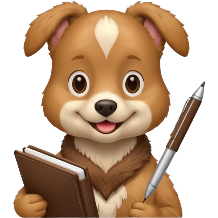 funny dog with diary and pen emoji