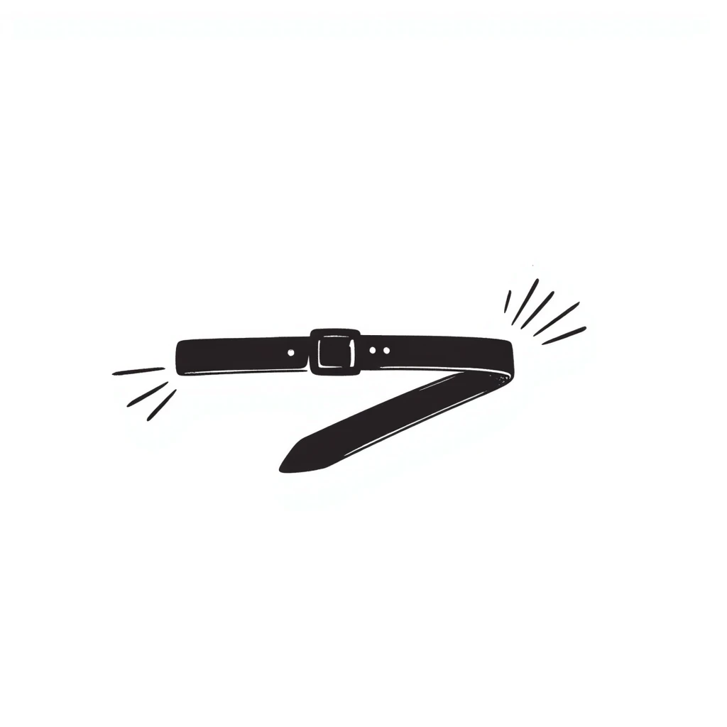 a belt whipping, hand drawn doodle style emoji