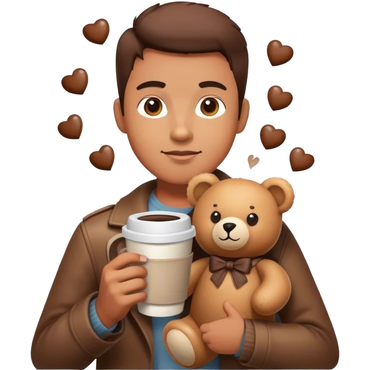 Teddy bear and coffee, surrounded by camera flashes emoji