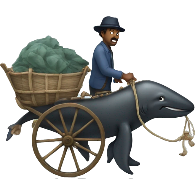 Man pulling a whale cart  emoji