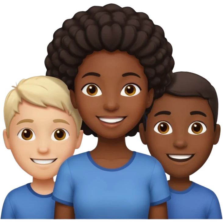 A black girl in the middle of 2 white boys emoji