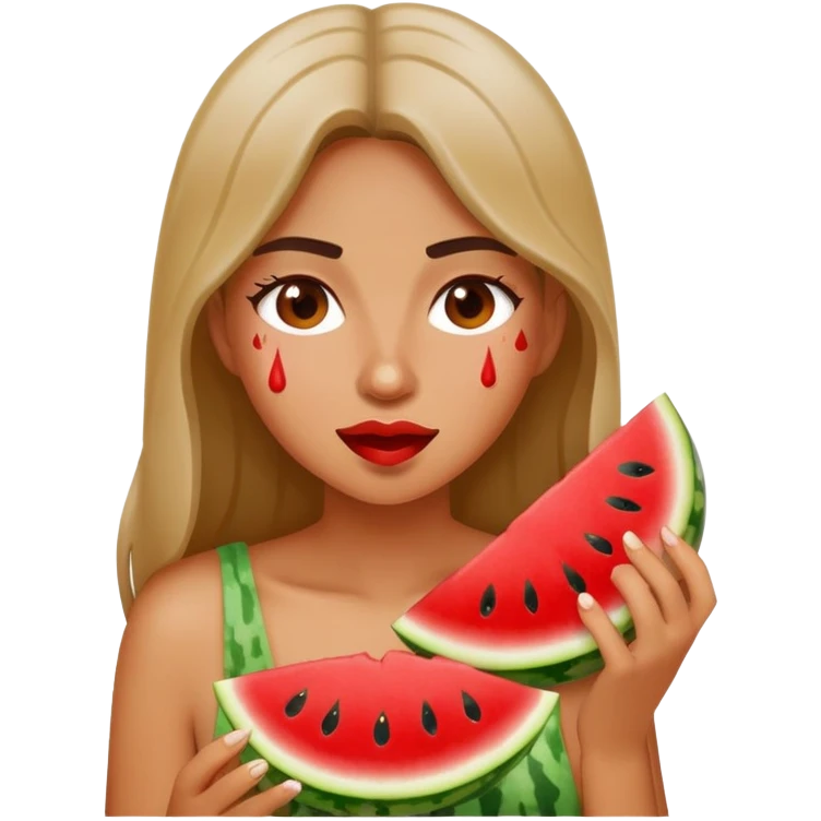 Woman eating watermelon  emoji