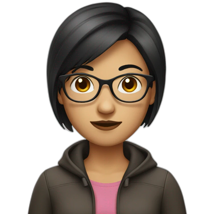 girl with dark brown very short straight hair and glasses emoji