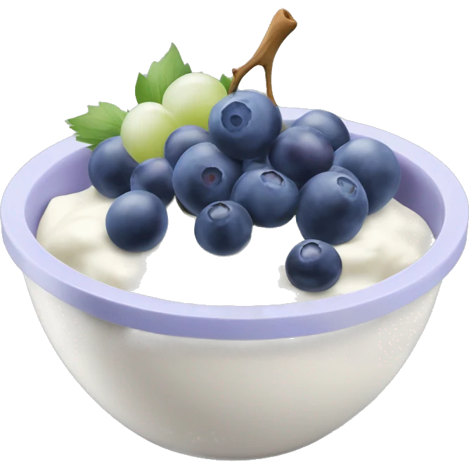 yoghurt bowl with grapes and blueberries emoji