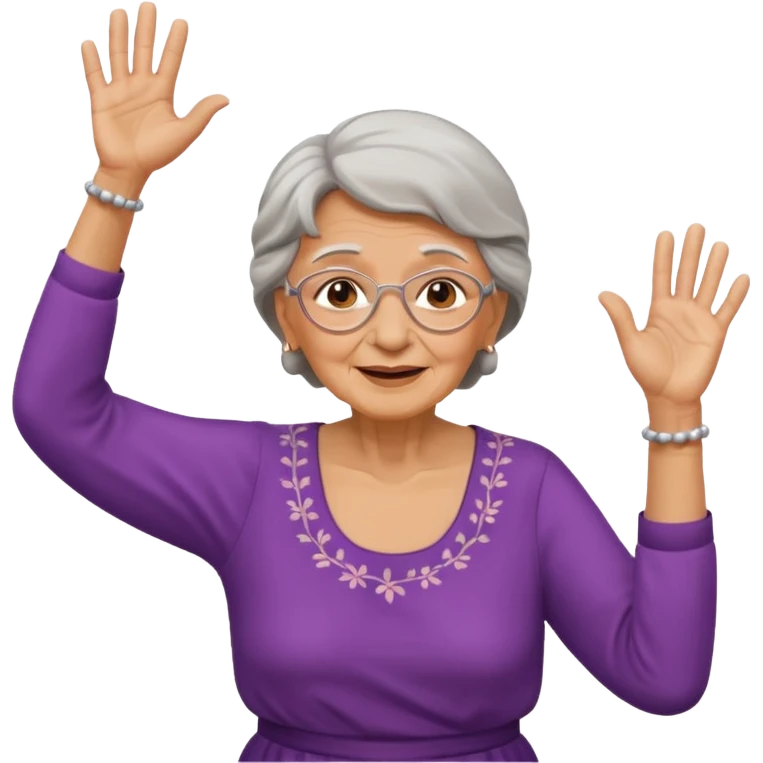 Old lady hands up raise the roof dancing  like she doesn’t care  emoji