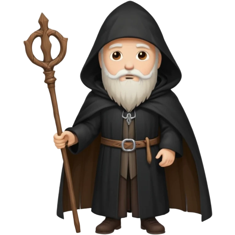 A wandering philosopher in a long black cloak with a staff emoji