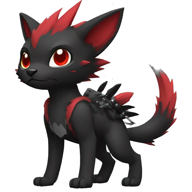 cool edgy black punk red animal hybrid Fakemon full body emoji