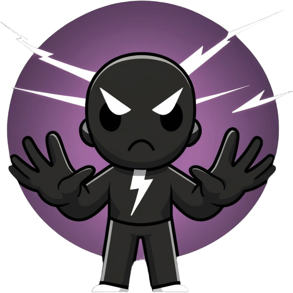 person with open palm hand at viewer, wrathful expression, lightning background emoji