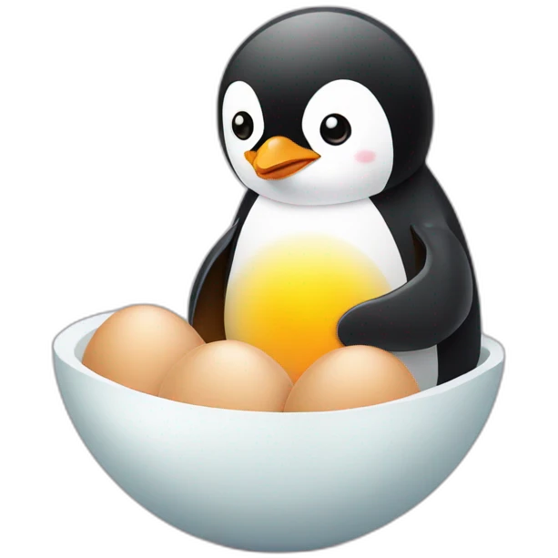Penguin making eggs emoji