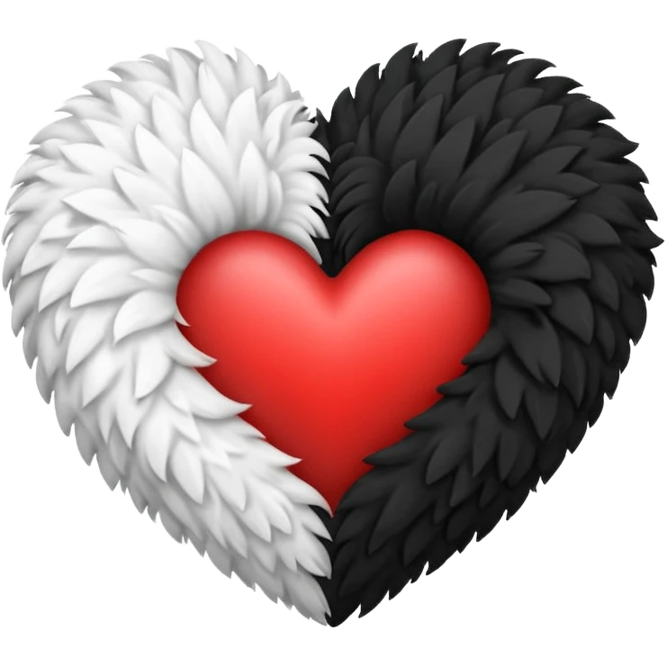 Half black half white fluffy heart emoji