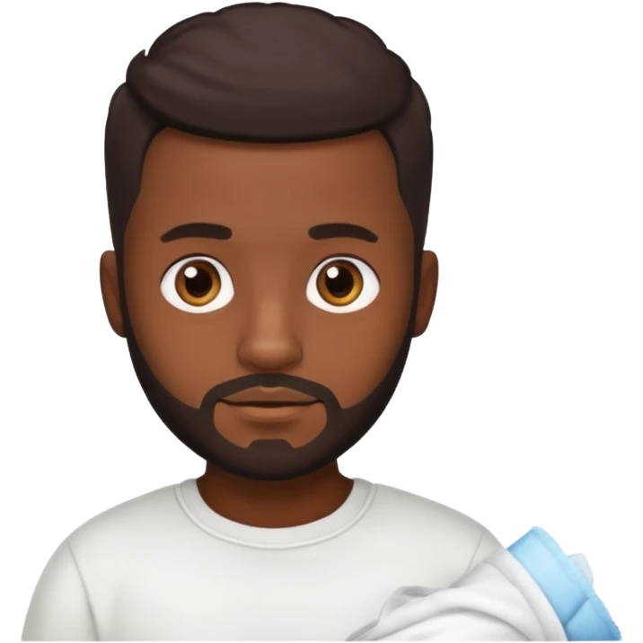 Dark brown skin man with a light beard and a nappy fade haircut with dark brown eyes emoji