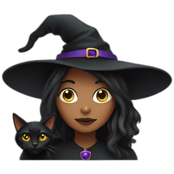 Witch with black cat emoji