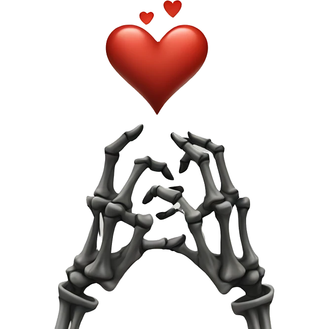 Skeleton hands doing a heart emoji
