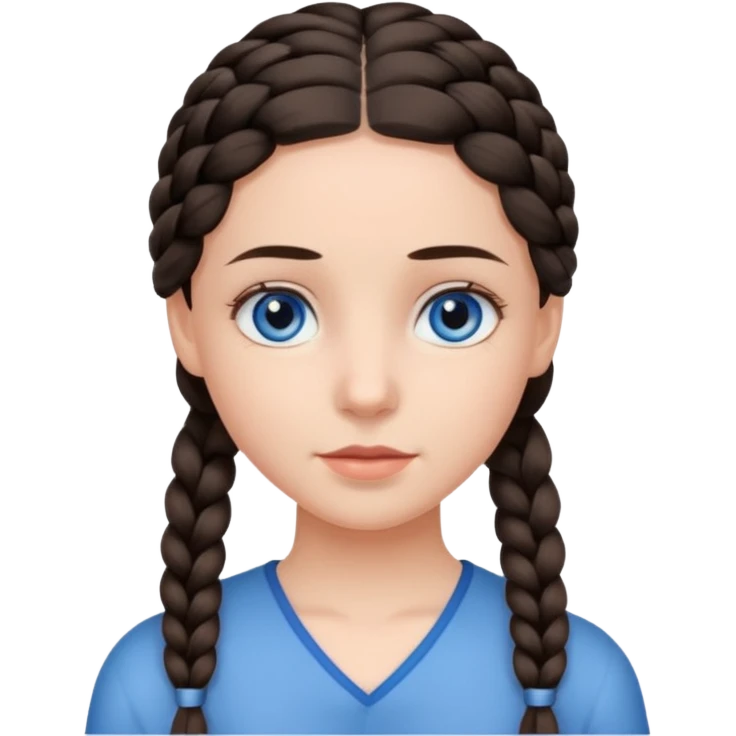 девушка с одной темно-коричневой косой серо-голубыми глазами и светлой кожей emoji