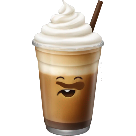 Iced coffee latte with white cream in cup emoji