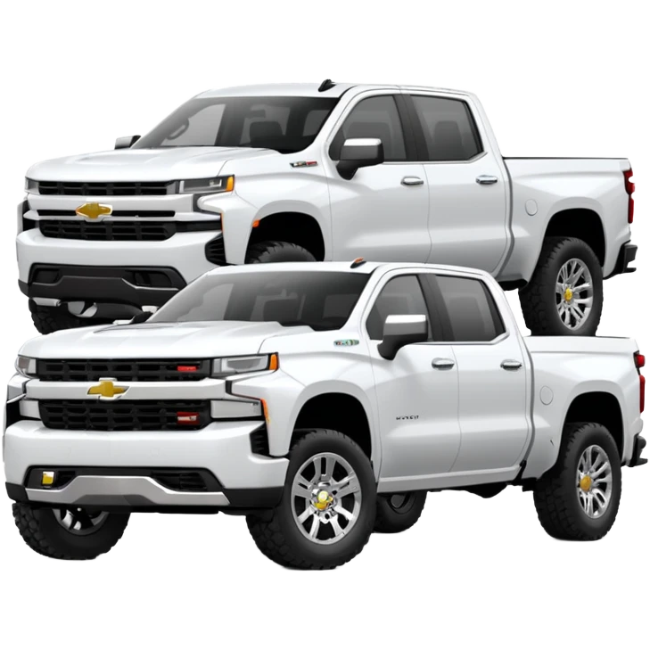 2021 White Chevrolet Silverado crew cab with tinted windows on chrome rims emoji