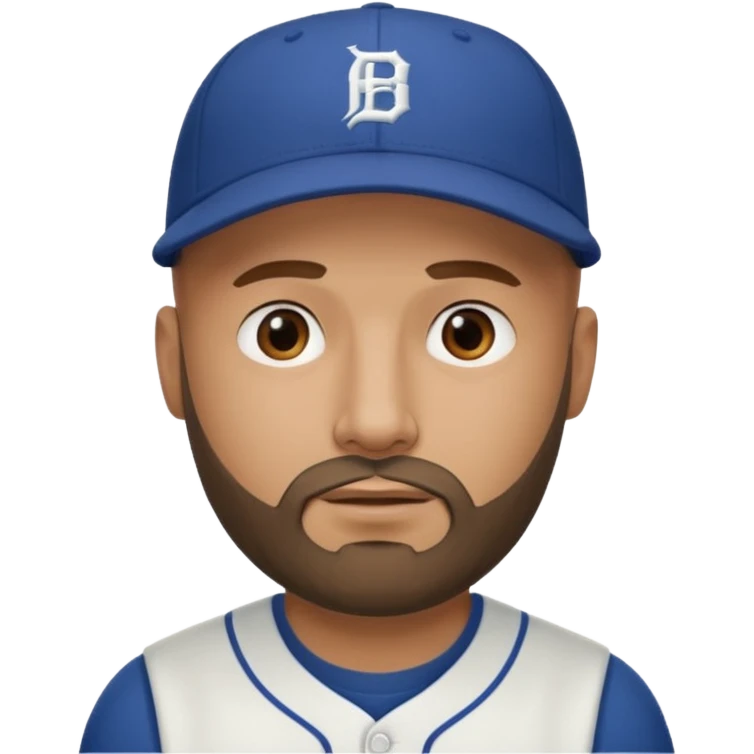 Man with bald head and beard wearing a baseball cap emoji