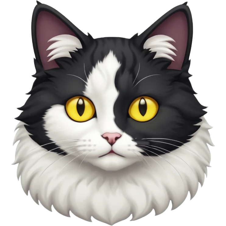 A black colored bicolor cat emoji with yellow eyes full body emoji
