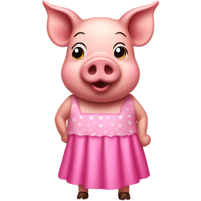 Pig in pink dress with chocolate emoji