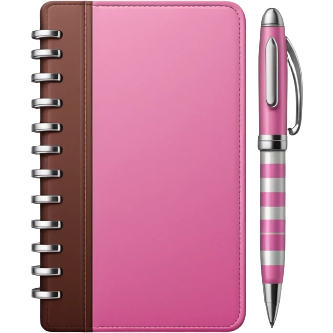 pink and brown striped diaries and pen emoji