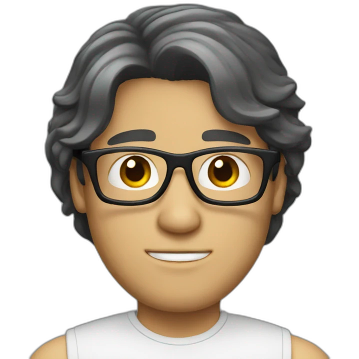white man with black long hair glasses emoji