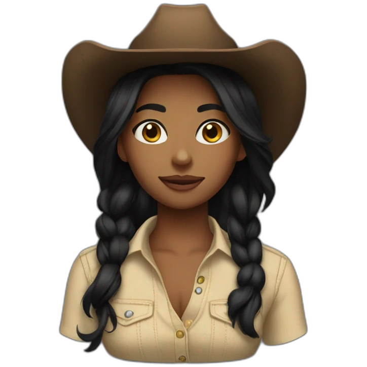 face cowgirl straight black hair emoji