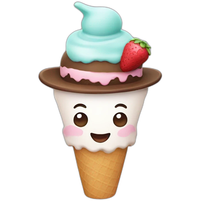 Ice cream with a Hat emoji