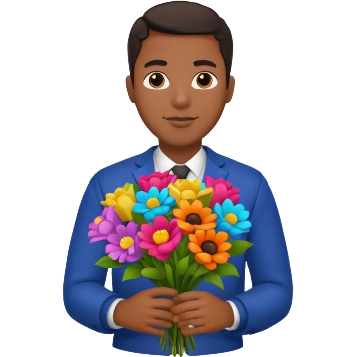 Black Male hand give a bogue of flowers emoji