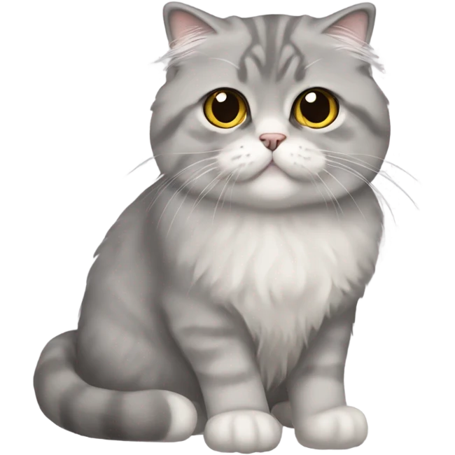 gray scottish fold long-hair cat emoji