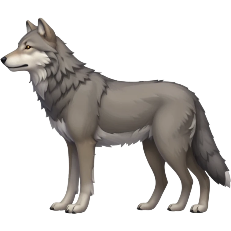 Gray wolf side profile full body facing right  emoji
