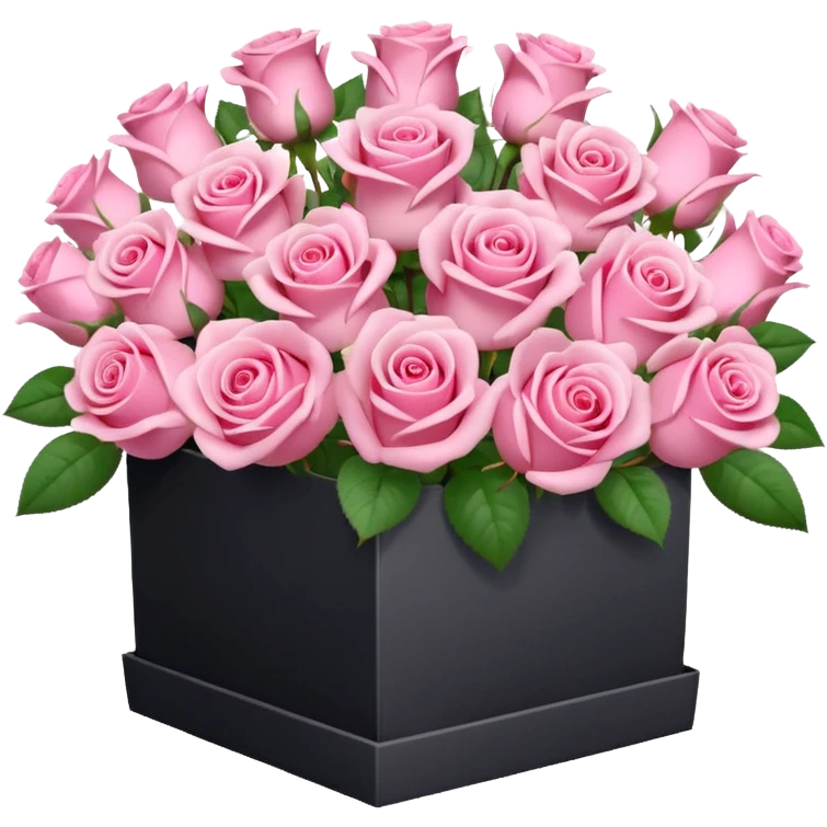 bouquet of pink 25 roses in a white box emoji