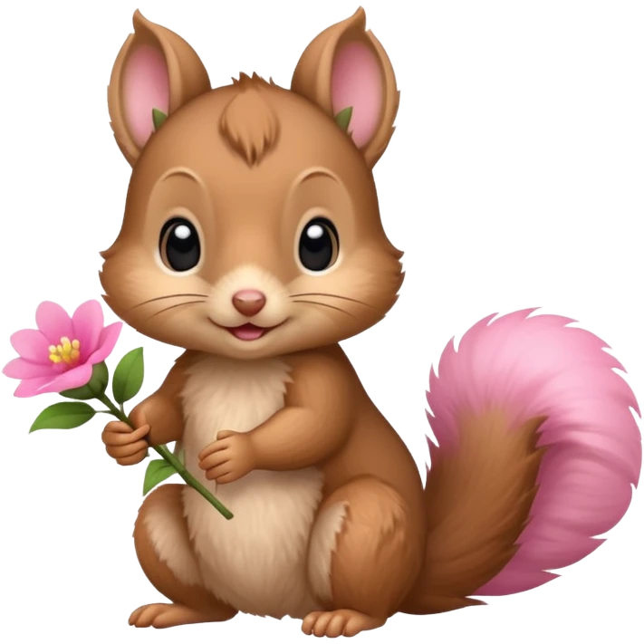 baby squirrel hold a flower emoji