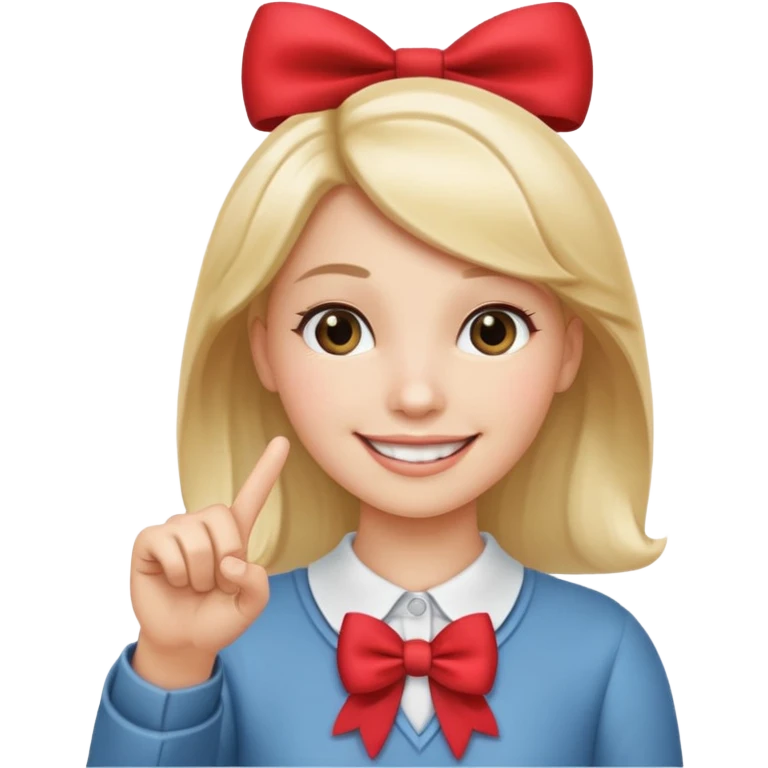 Quiero este emoji😁y en la cabeza en el lado izquierdo este lazo 🎀 con esta mano👆en el dedo  emoji